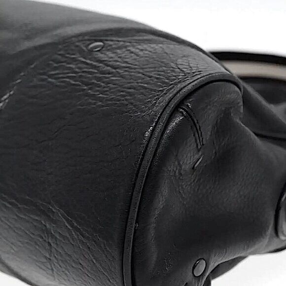 WBALLY Black Leather Trainspotting Work Tote w/ Black Striped Crossbody Strap - Picture 14 of 16